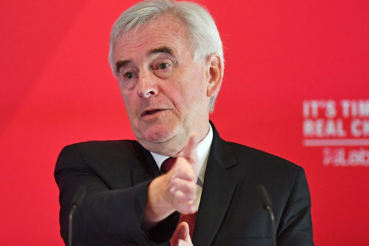 In a keynote speech on Wednesday, John McDonnell said a typical family would save more than £6,700 a year from Labour policies: PA