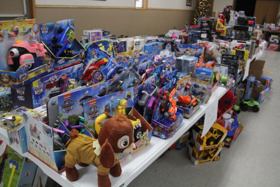 Some of the toys on display at the Perry Elks Lodge for the 2023 toy drive.