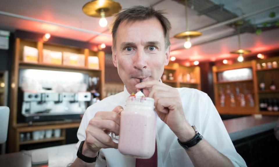 Hunt drinking milkshake