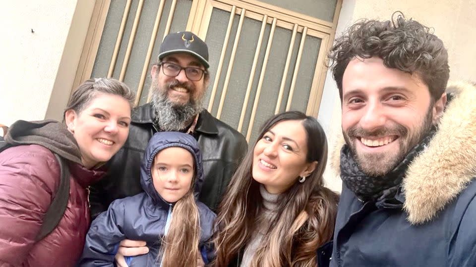 The couple with their daughter Lidia, the town's deputy mayor Vincenzo Castellano, far right and his assistant Mariangela Tortorella. - Chris Tidroski