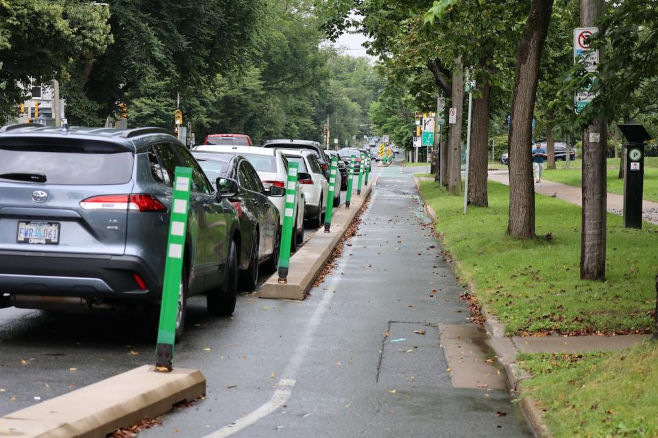 A bike lane is shown on South Park Street in downtown Halifax.