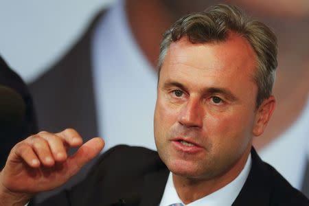 Former presidential candidate Norbert Hofer of the Austrian Freedom Party (FPOe) addresses a news conference in Vienna, Austria, May 24, 2016. REUTERS/Heinz-Peter Bader