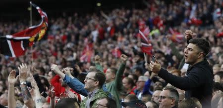 Britain Football Soccer - Crystal Palace v Manchester United - FA Cup Final - Wembley Stadium - 21/5/16 Manchester United's fans celebrate winning the FA Cup Action Images via Reuters / Jason Cairnduff Livepic