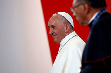 Pope Francis attends National Reconciliation Encounter at 'Las Malocas' Park in Villavicencio, Colombia, September 8, 2017. REUTERS/Stefano Rellandini