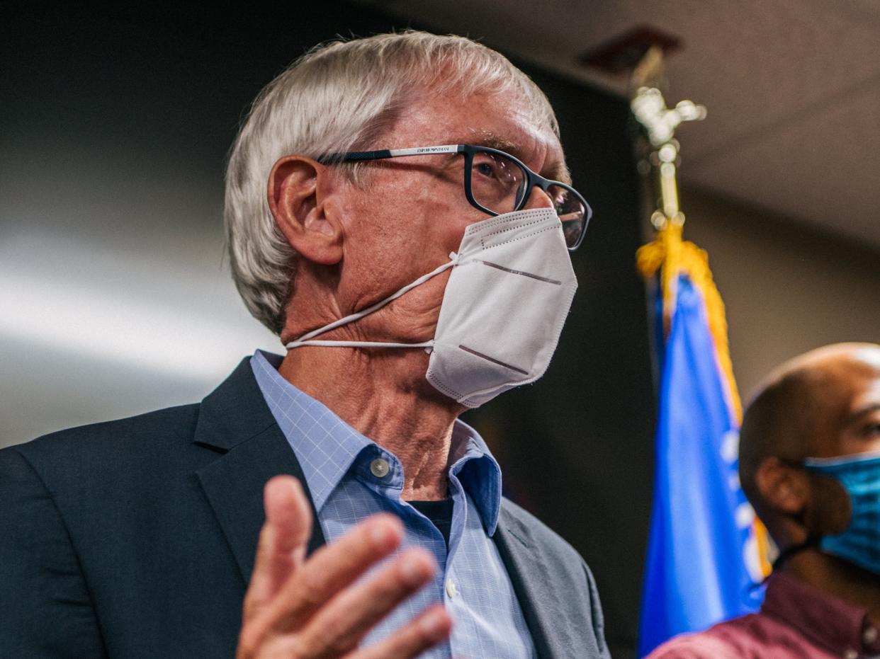 Wisconsin Gov Tony Evers said the state is being “overwhelmed” by the surge of Covid-19 cases. (Getty Images)