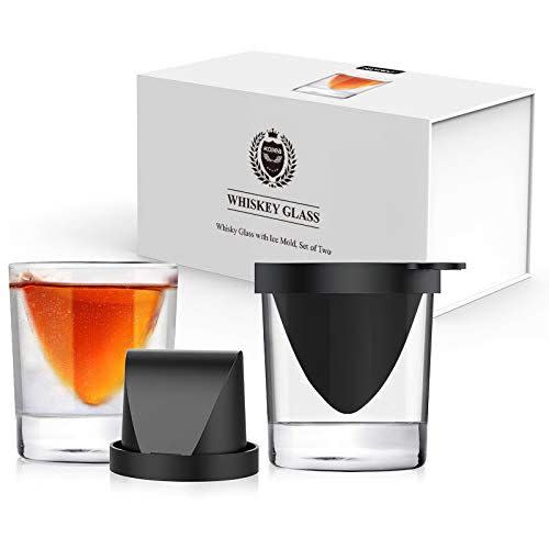 6) Kollea Whiskey Wedge Glasses with Silicone Ice Mold