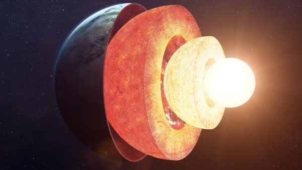  An illustration depicting the layers of Earth's internal structure.. 