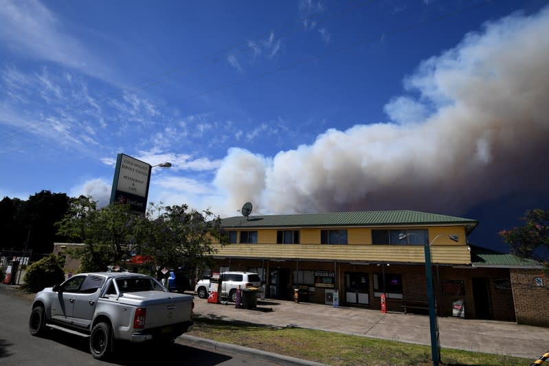 A general view of smoke from the Gospers Mountain fire near Colo Heights, north west of Sydney