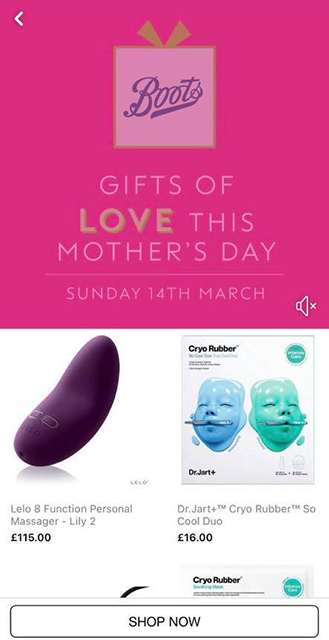 Boots vibrator mothers day gift ad