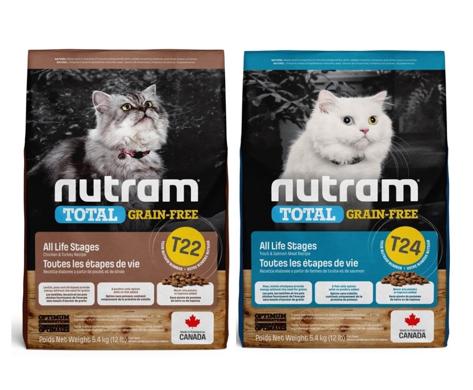 【NUTRAM 紐頓】無穀全能系列T22/T24挑嘴貓糧5.4kg，限時特價2265元。（圖取自Yahoo奇摩購物中心）