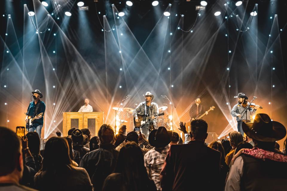 Randy Rogers Band onstage at the Ryman Auditorium