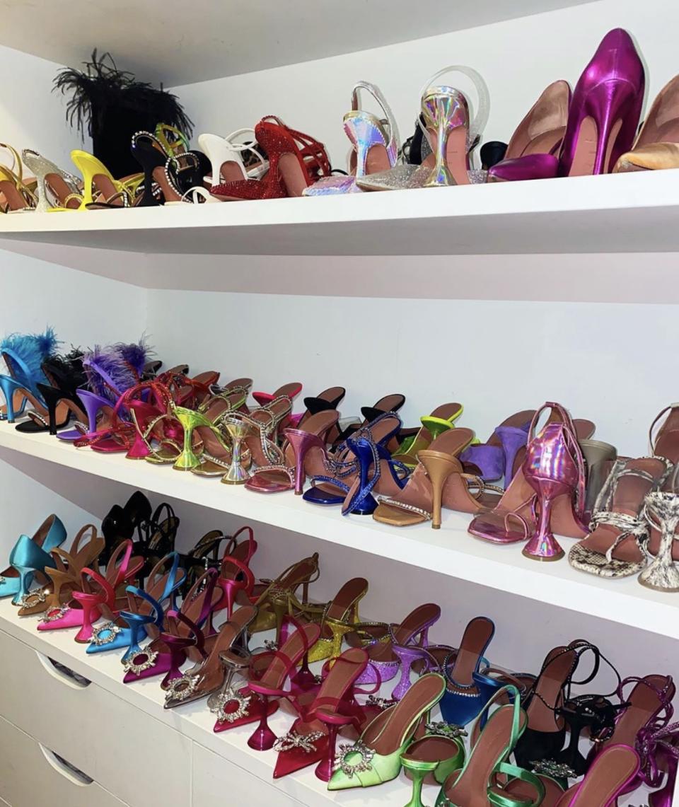 Amina Muaddi's shoe closet.