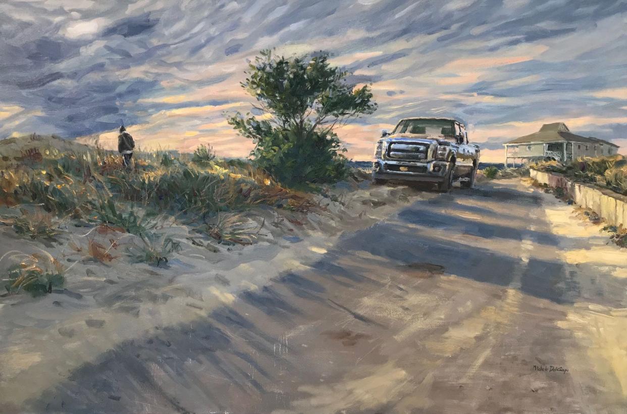 "The Stroll," an oil painting by Italian artist Michele Del Campo done on Bald Head Island for the 2024 No Boundaries International Artists Residency.