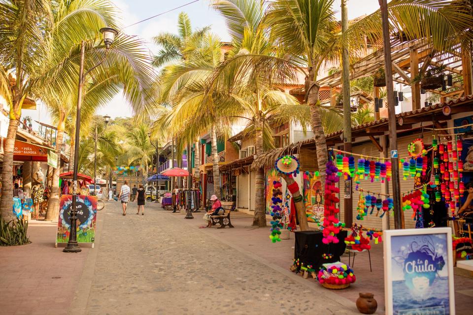 Walking through shops in Sayulita