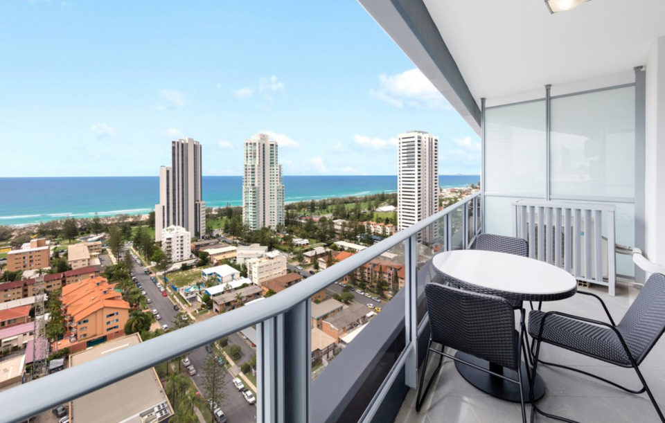 private balcony at Meriton Suites Broadbeach 