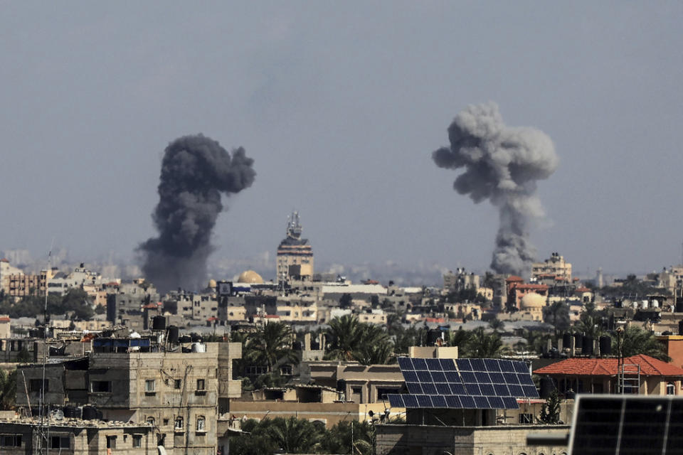 以色列在加薩走廊進行空襲行動。   圖 : 達志影像/美聯社