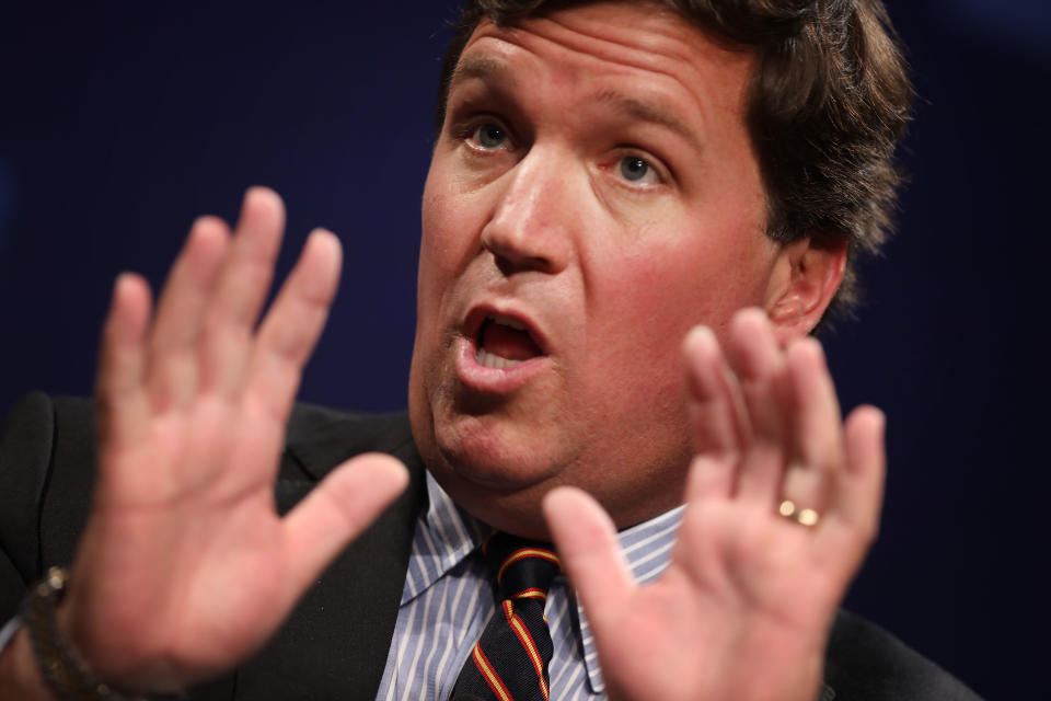 Fox News host Tucker Carlson speaks at an event in Washington, D.C.