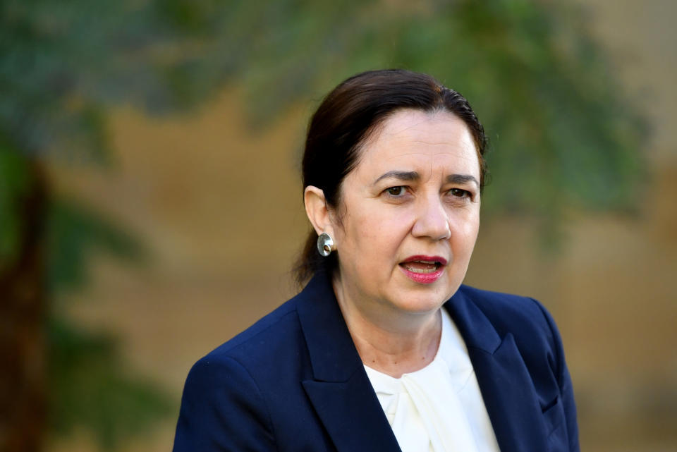 Queensland Premier Annastacia Palaszczuk is seen during a press conference at Queensland Parliament House. Source: AAP