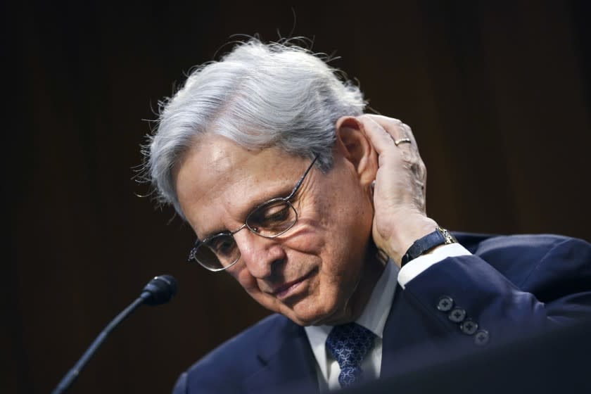 Judge Merrick Garland, nominee to be Attorney General, testifies at his confirmation hearing before the Senate Judiciary Committee, Monday, Feb. 22, 2021 on Capitol Hill in Washington. (Drew Angerer/Pool via AP)