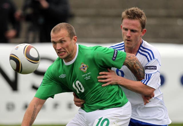 Warren Feeney (left) played 46 times for Northern Ireland 