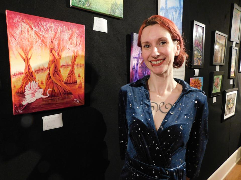 St. Landry Parish artist Ilea McGee often shows off her work at a shared Opelousas Museum and Interpretative Center exhibit in the downtown business district. McGee said she draws her artistic inspiration from different musical genres.