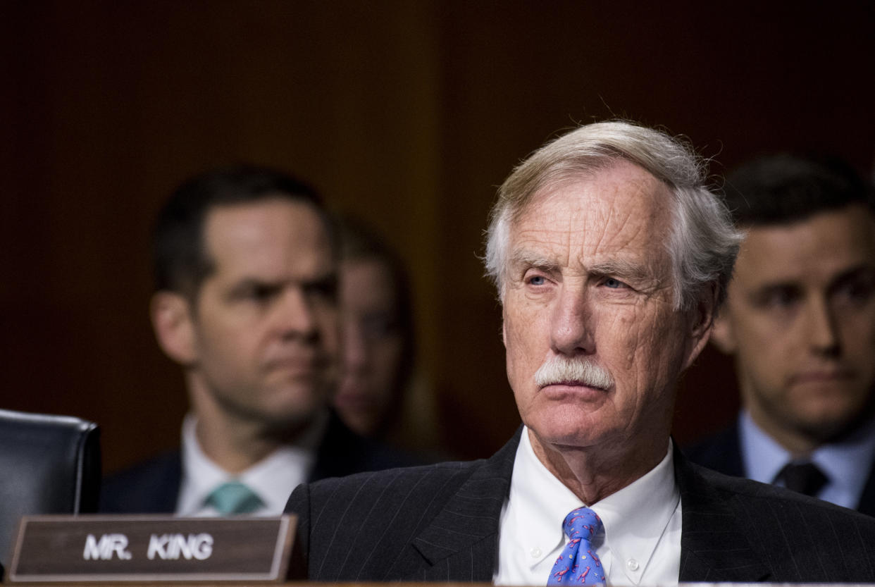 Sen. Angus King (I-Maine) during the Senate Select Committee on Intelligence hearing on Russian intelligence activities on March 30, 2017. (Photo: Bill Clark via Getty Images)