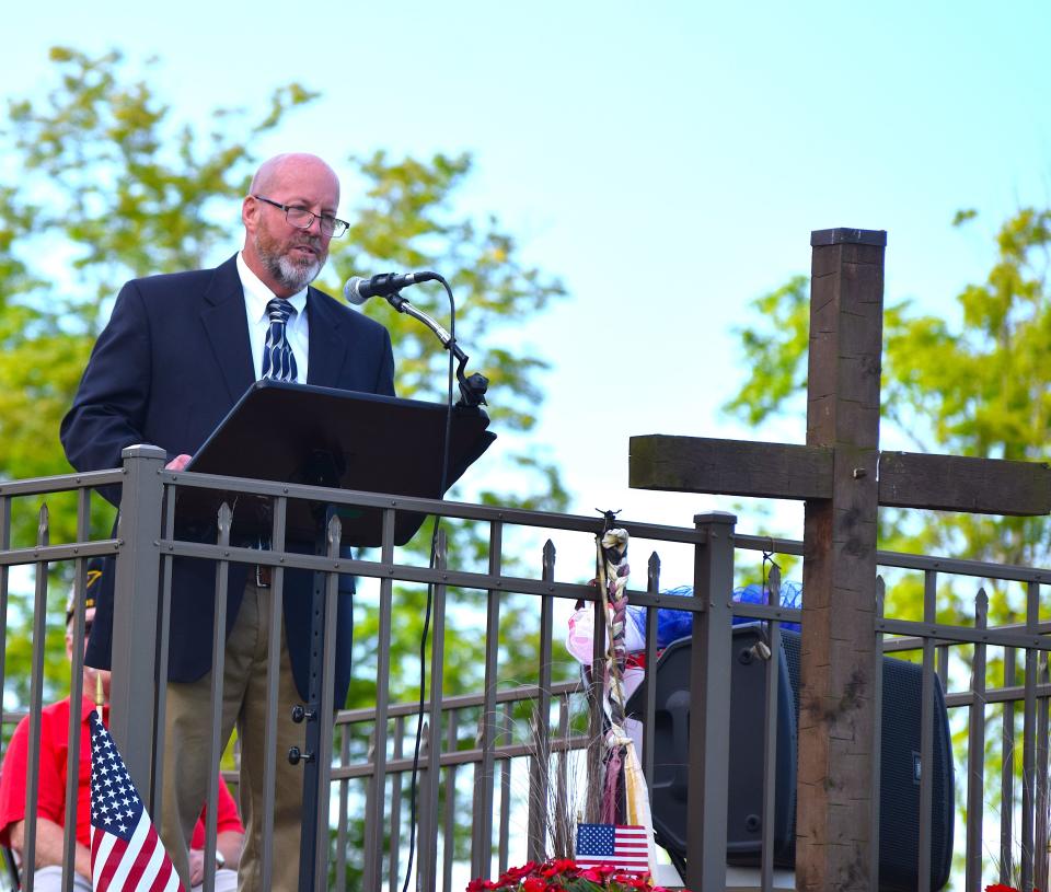 US Army veteran Will O'Donnell shared a speech about service and sacrifice as the keynote speaker Monday at the Memorial Day celebration at Oak Hill Cemetery.