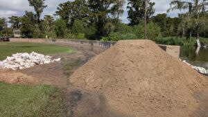 Sandbags from Hurricane Francine