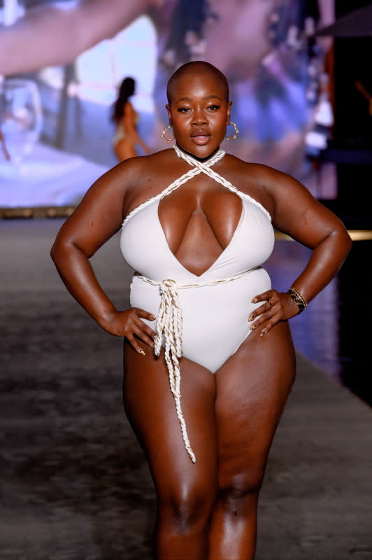 Achieng Agutu walks the Sports Illustrated Swimsuit Show's runway during the Miami Swim Week at W Hotel Miami Beach on July 07, 2023 in Miami Beach, Florida.<p>Ivan Apfel/Getty Images</p>
