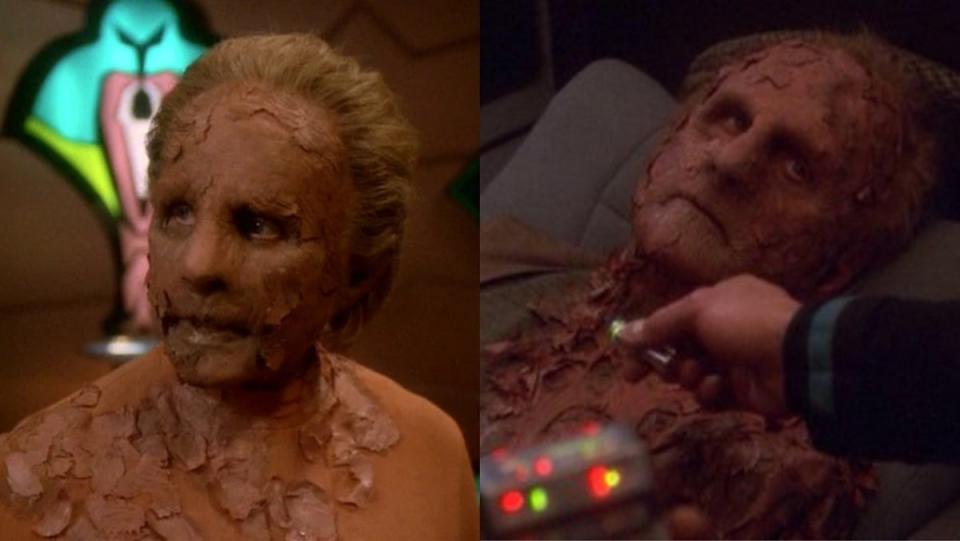 The female Changeling and Odo from Deep Space Nine suffer from a virus inflicted on them by Section 31.