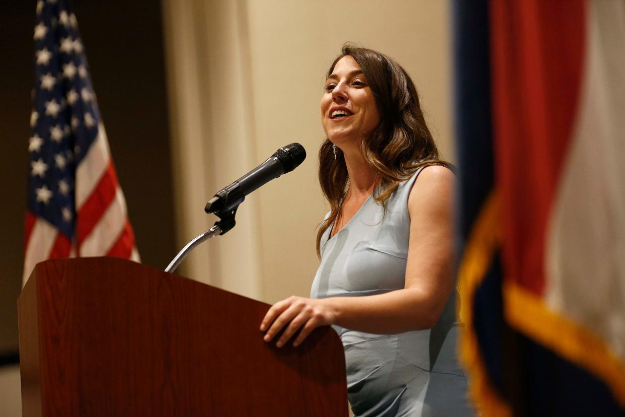 Crystal Quade seen here at the annual Democrat Days gathering at the Double Tree Hotel in Springfield on April 15, 2023.