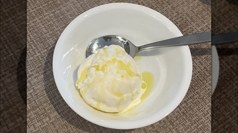 Olive oil on ice cream