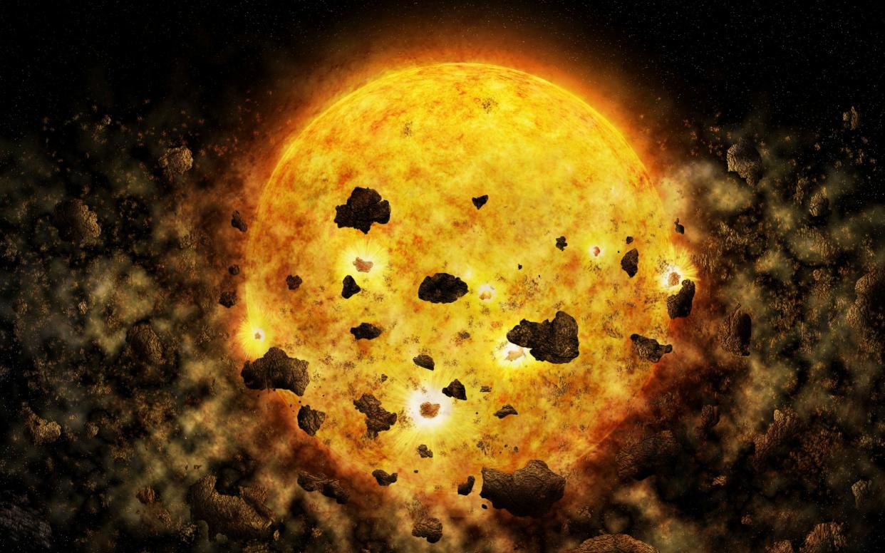 This illustration provided by NASA depicts debris surrounding the star RW Aur A - NASA