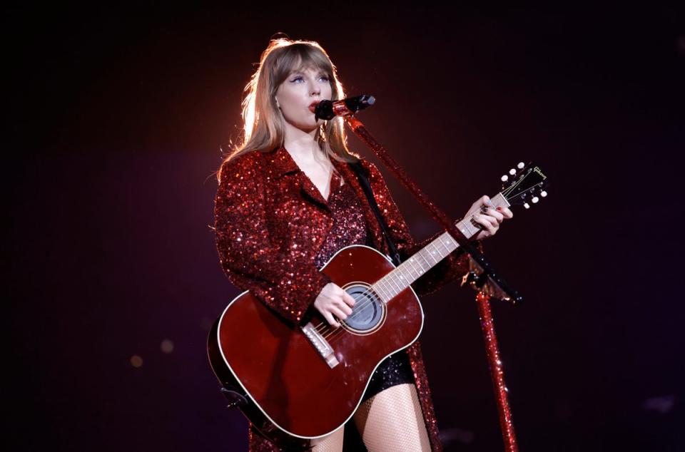 Taylor Swift performing on her Eras tour (Getty Images for TAS Rights Mana)