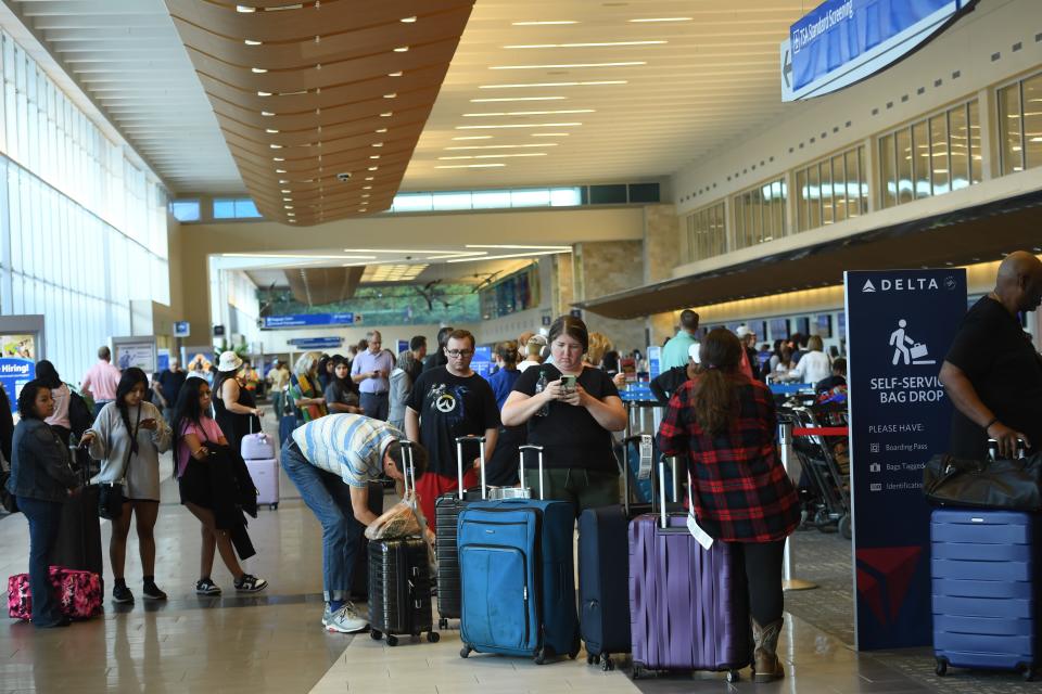 A global tech outage hits airlines, banks, healthcare and public transit. In the U.S., hundreds of flights were canceled or delayed Friday morning and some public transit systems reported impacts. These are the long lines at GSP on Friday morning July 19, 2024.
