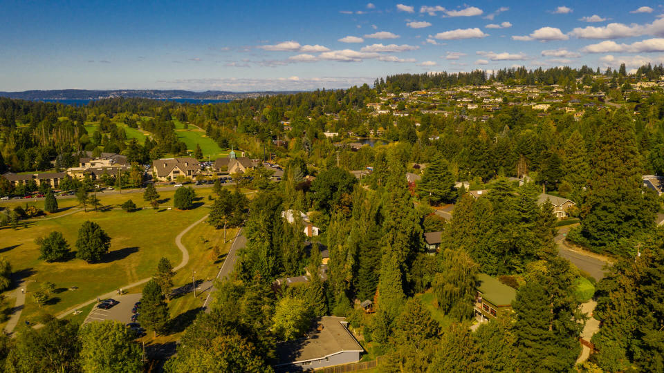 Aerial drone photography Medina Washington USA - Image.