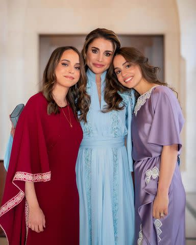 <p>Queen Rania Al Abdullah/Instagram</p> Queen Rania posted a photo with her daughters Princess Salma (left) and Princess Iman (right) to celebrate their September birthdays