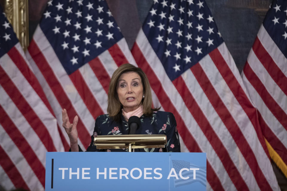 U.S. House Speaker Nancy Pelosi, a Democrat from California, speaks during a news conference at the U.S. Capitol in Washington, D.C., U.S., on Wednesday, July 15, 2020. (Cheriss May/Bloomberg via Getty Images)