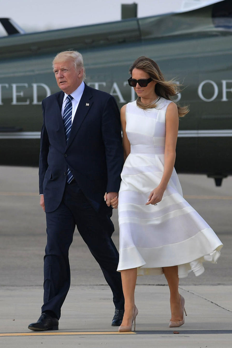 <p>Before boarding Air Force One in Tel Aviv in May 2017.</p>