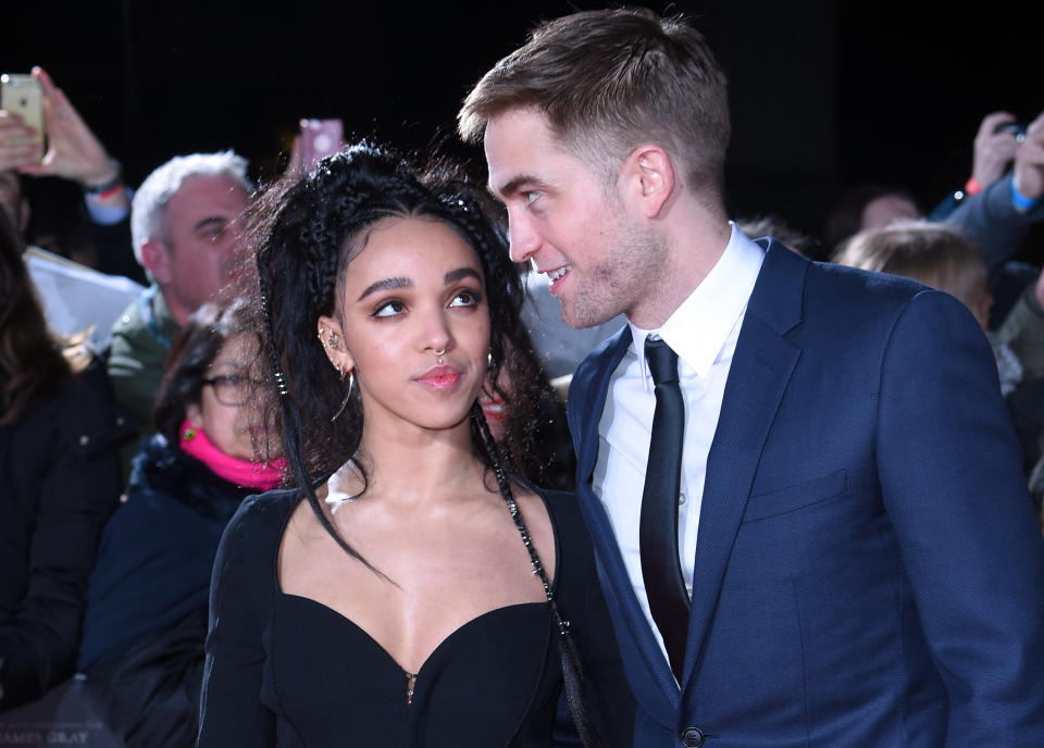 Robert Pattinson and FKA Twigs arrive at The Lost City of Z UK premiere on February 16, 2017 in London, United Kingdom.  (Photo by Anthony Harvey/Getty Images)