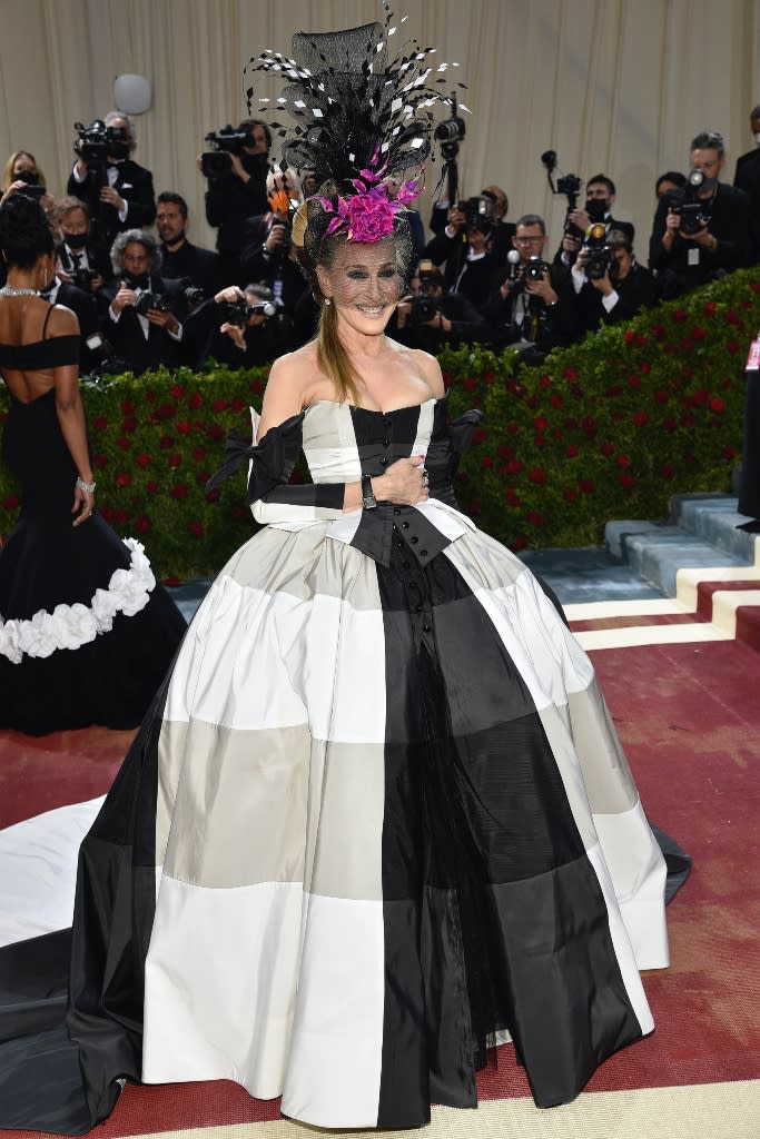 Sarah Jessica Parker attends The Metropolitan Museum of Art’s Costume Institute benefit gala celebrating the opening of “In America: An Anthology of Fashion” on May 2, 2022. - Credit: Evan Agostini/AP