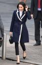 <p>Meghan might not have been born a Brit, but with her impressive coat selection, she clearly should have been. She teamed her J Crew coat with a white All Saints jumper that had a very special <a href="https://www.cosmopolitan.com/uk/fashion/celebrity/a19175042/meghan-markle-all-saints-jumper-international-womens/" rel="nofollow noopener" target="_blank" data-ylk="slk:hidden meaning;elm:context_link;itc:0;sec:content-canvas" class="link ">hidden meaning</a>. </p>