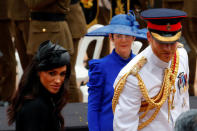 Britain's Prince Harry and Meghan, Duchess of Sussex, accompanied by Governor of New South Wales David Hurley (not pictured) and his wife Linda, stop to talk to a group of indigenous Australians as they leave the enhanced ANZAC memorial in Hyde Park, Sydney, Australia October 20, 2018. REUTERS/Rick Stevens