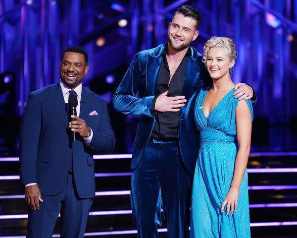 <p>Disney/Christopher Willard</p> Harry Jowsey and Rylee Arnold receive a total score of 28/40 from the judges on 'Dancing with the Stars'