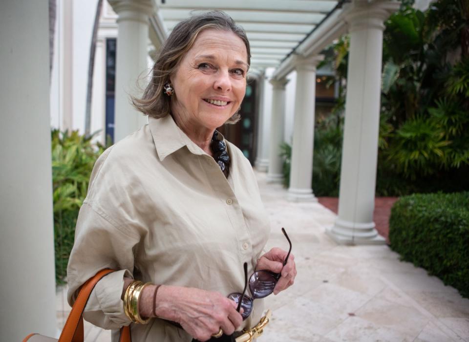 Laurel Baker, CEO of Palm Beach Chamber of Commerce, outside at a resort in Palm Springs.