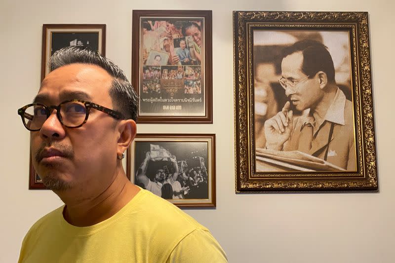 Royalist Thitiwat Tanagaroon poses during an interview with Reuters at his house in Nonthaburi