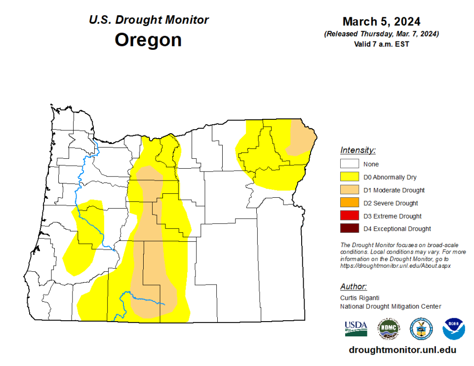 Oregon's drought is at its lowest level since 2019.