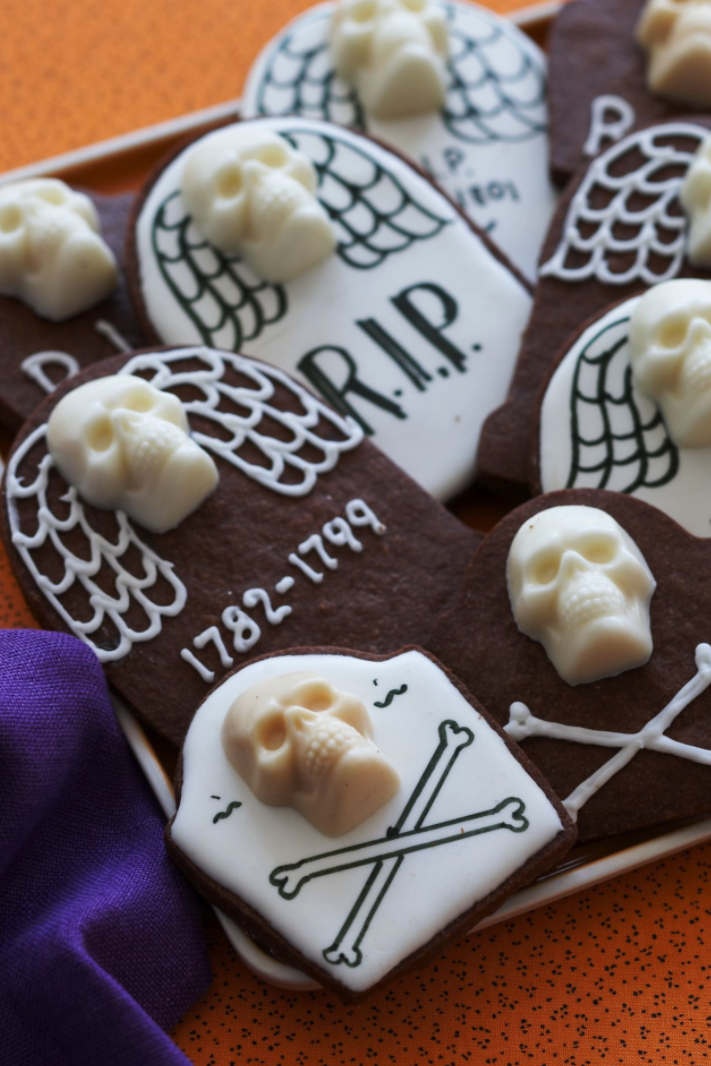 <p> These highly detailed cookies would be the best way to end an evening of costumes, trick-or-treating, and Halloween movies. </p><p>Get the <a href="https://www.womansday.com/food-recipes/food-drinks/recipes/a11067/chocolate-tombstone-cookies-recipe-122454/" rel="nofollow noopener" target="_blank" data-ylk="slk:Chocolate Tombstone Cookies recipe" class="link "><strong>Chocolate Tombstone Cookies recipe</strong></a>. </p>