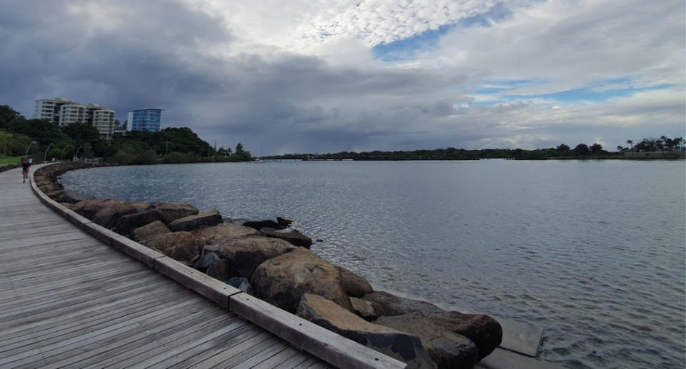 Harbour in Tweed Heads where couple found dead man's body in sleeping bag while walking dog.