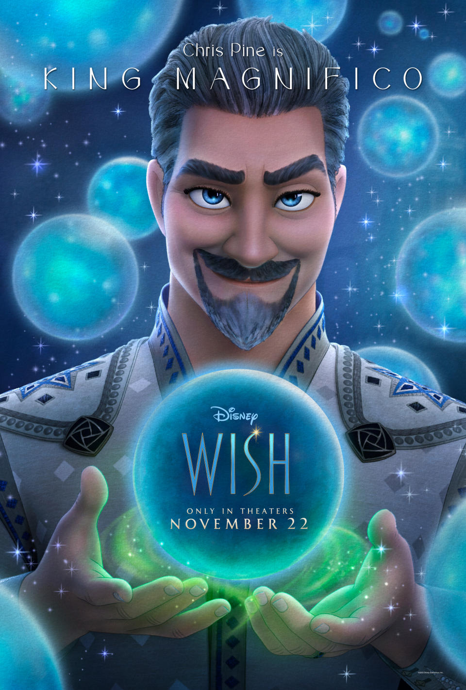 "Wish" poster featuring a man with an orb floating in between his hands